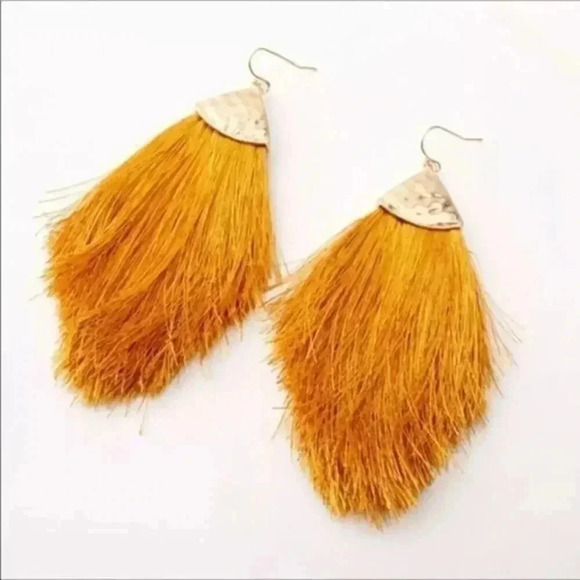 Gold Goldenrod Long Tassel Earrings NWT - Picture 1 of 1